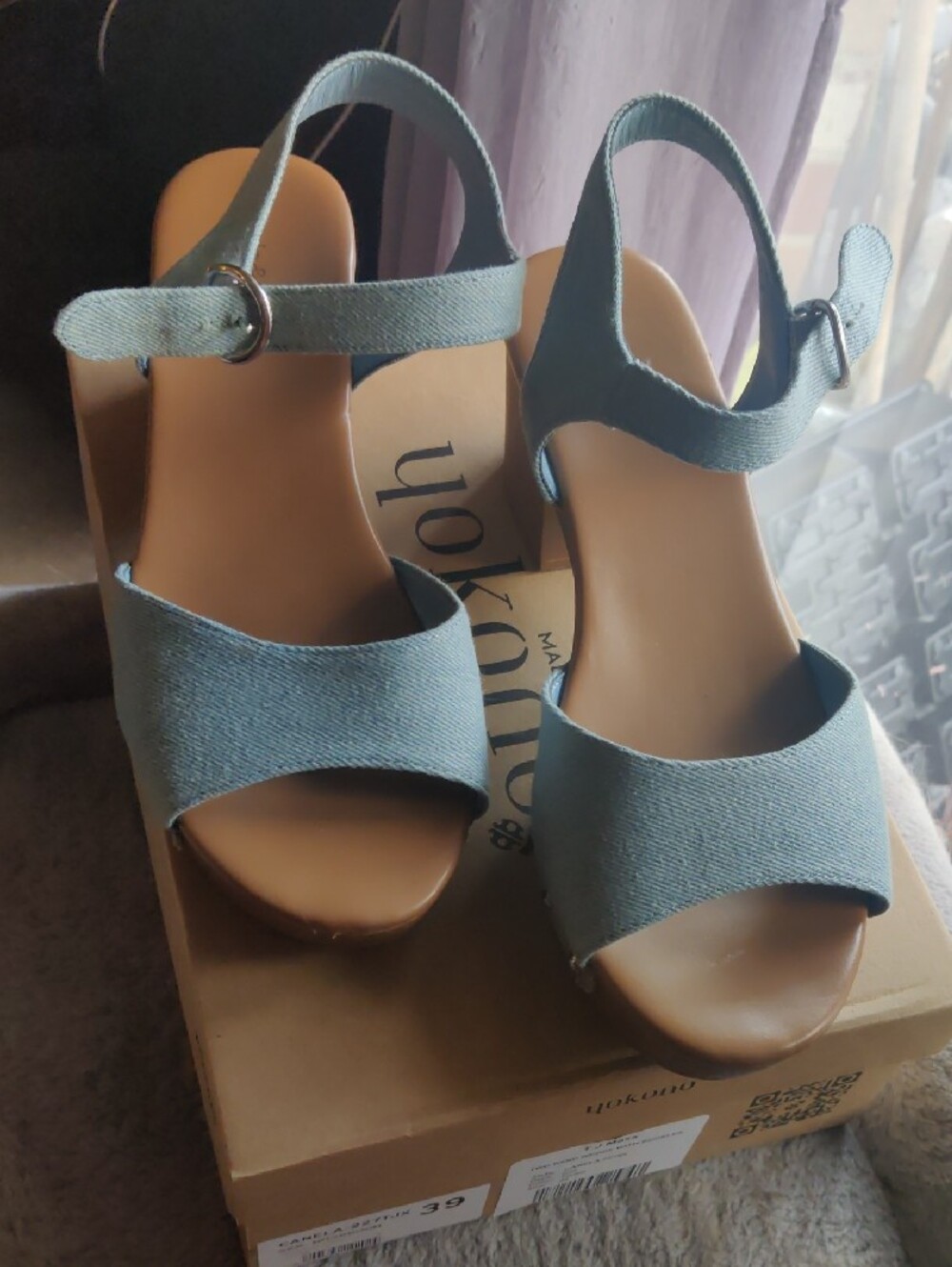 Style & Co. Light Blue Studded Chunky Heel Sandals